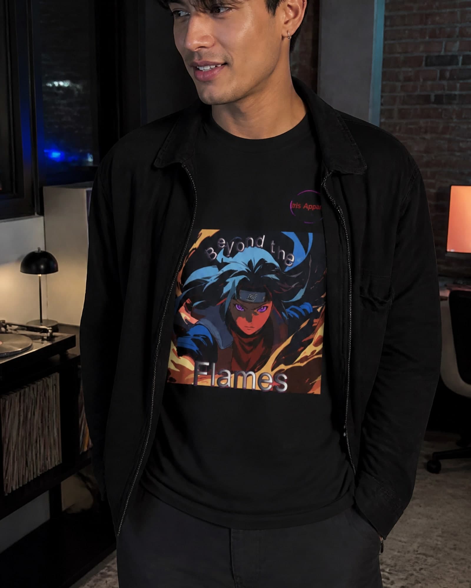 Flames Anime Girl Art Tee | Fiery Hair Illustration T-Shirt